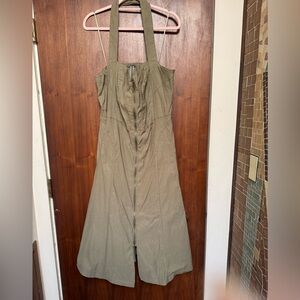 Anthropologie Khaki/Olive Green Zip-up Dress